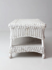 antique white wicker coffee table