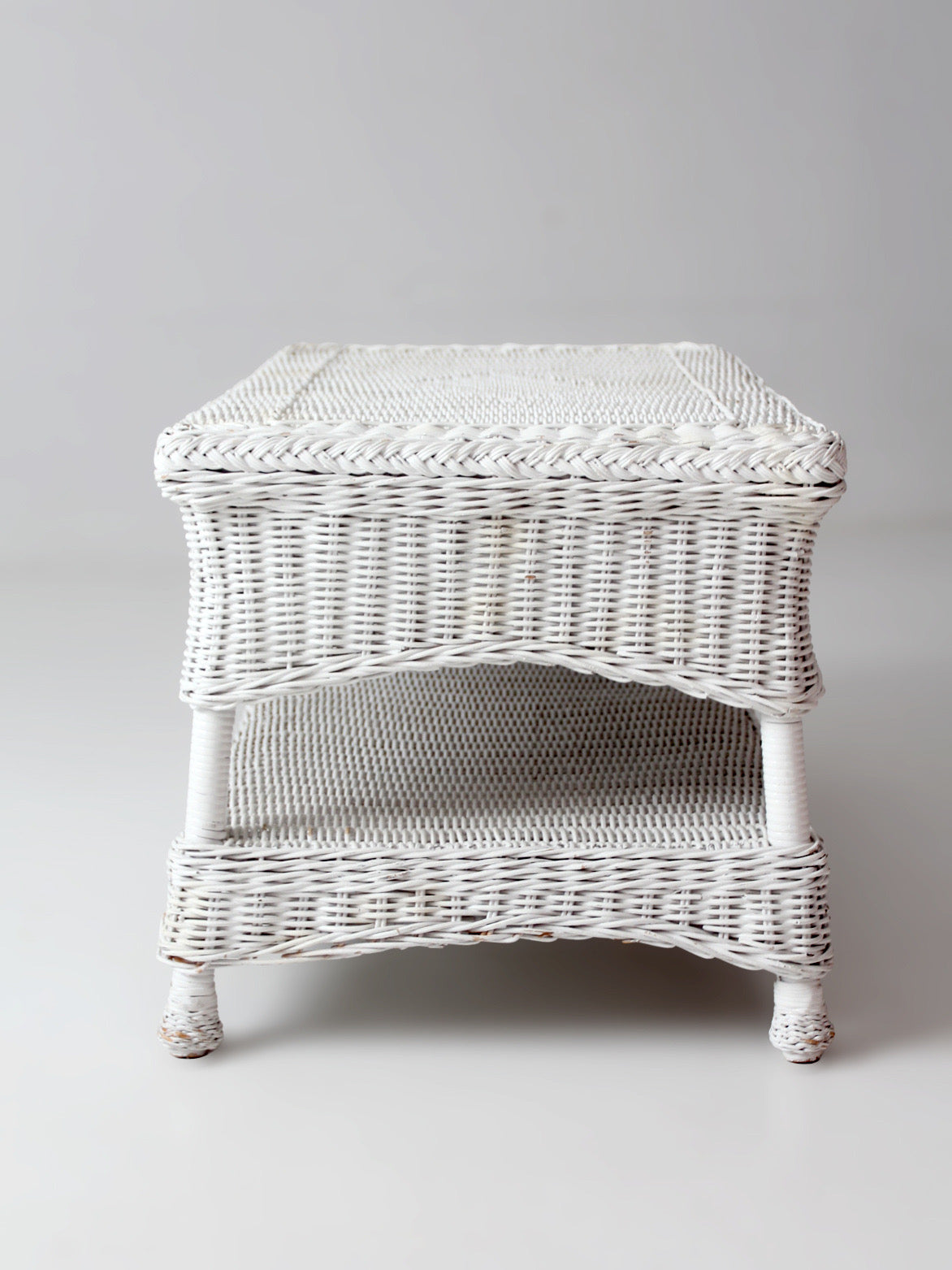 antique white wicker coffee table