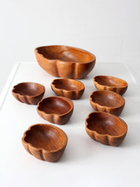 mid-century wood serving bowl set
