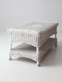 antique white wicker coffee table