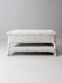 antique white wicker coffee table