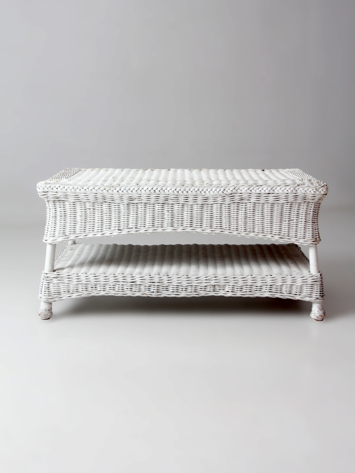 antique white wicker coffee table