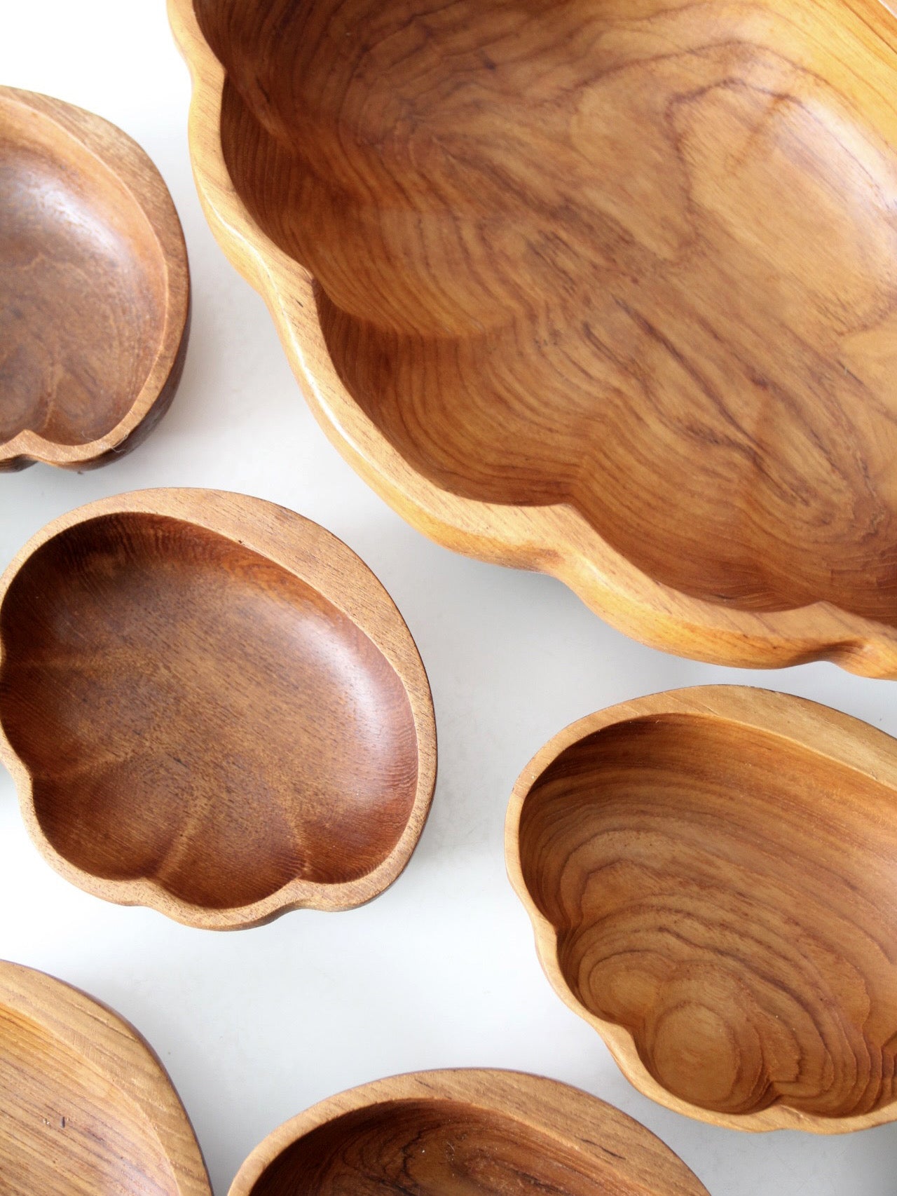 mid-century wood serving bowl set