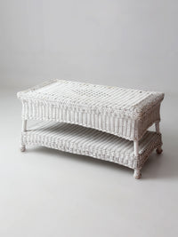 antique white wicker coffee table