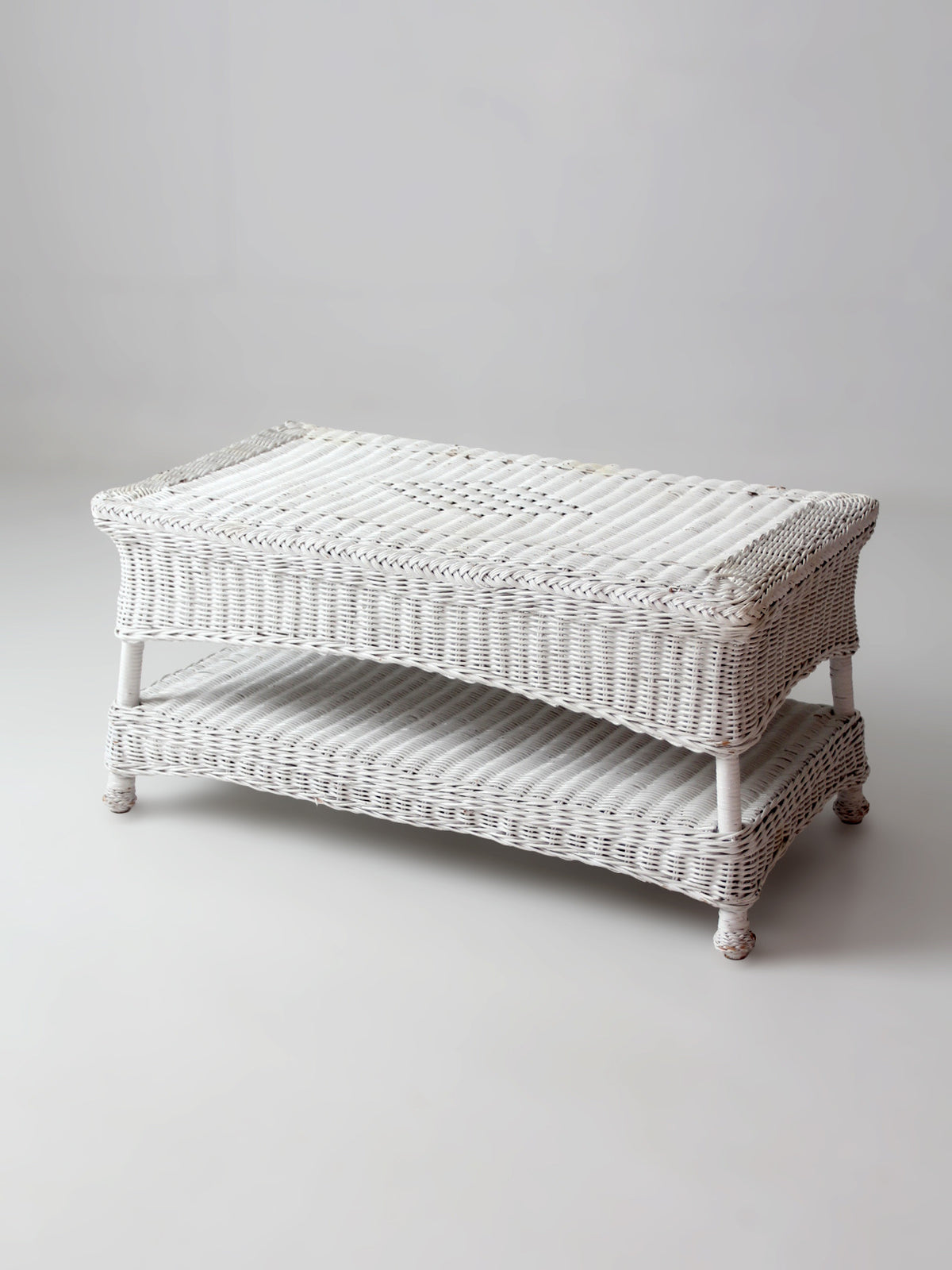 antique white wicker coffee table