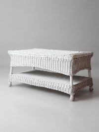 antique white wicker coffee table