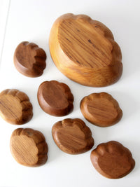 mid-century wood serving bowl set