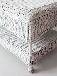 antique white wicker coffee table