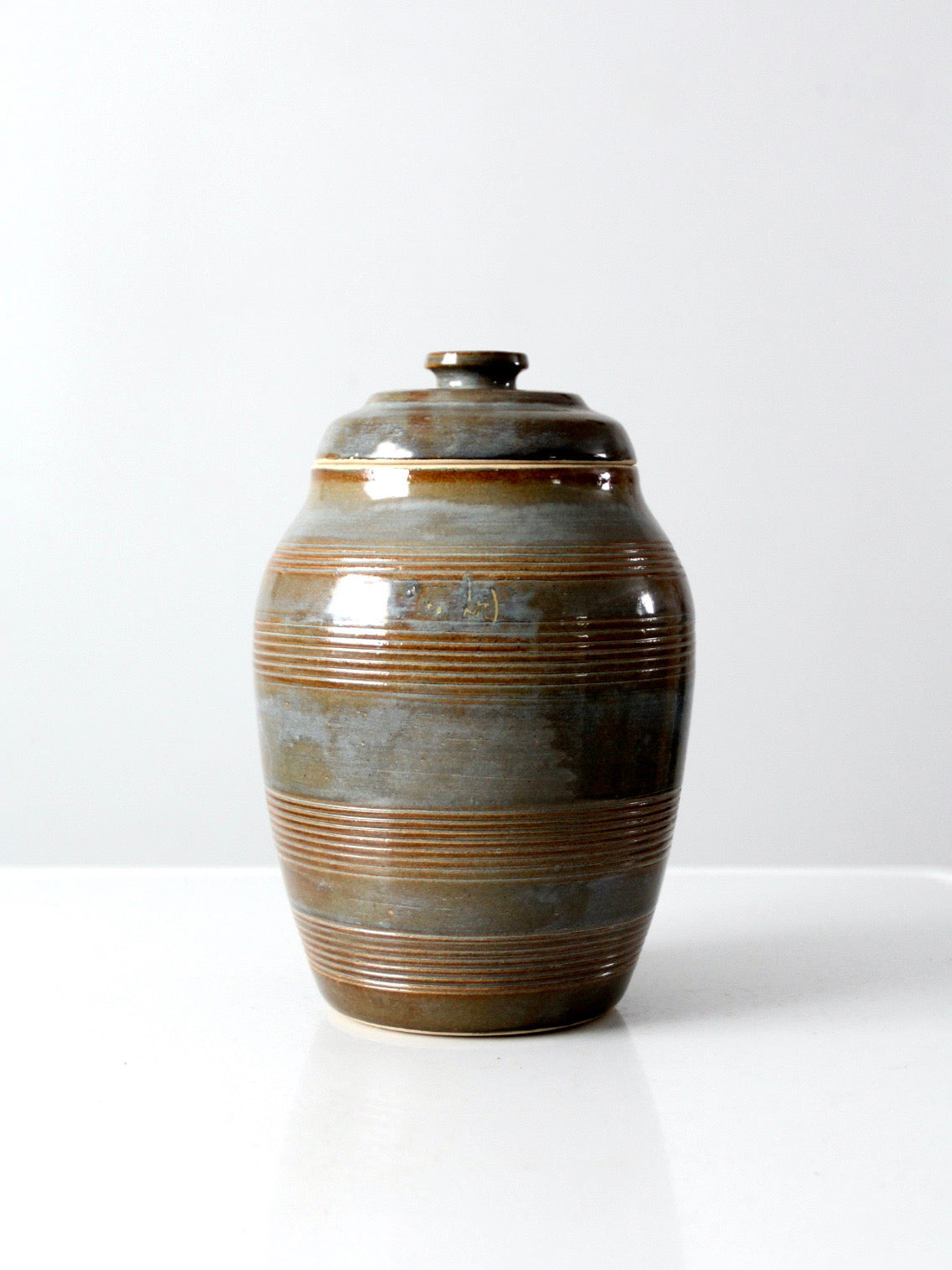 vintage studio pottery lidded jar
