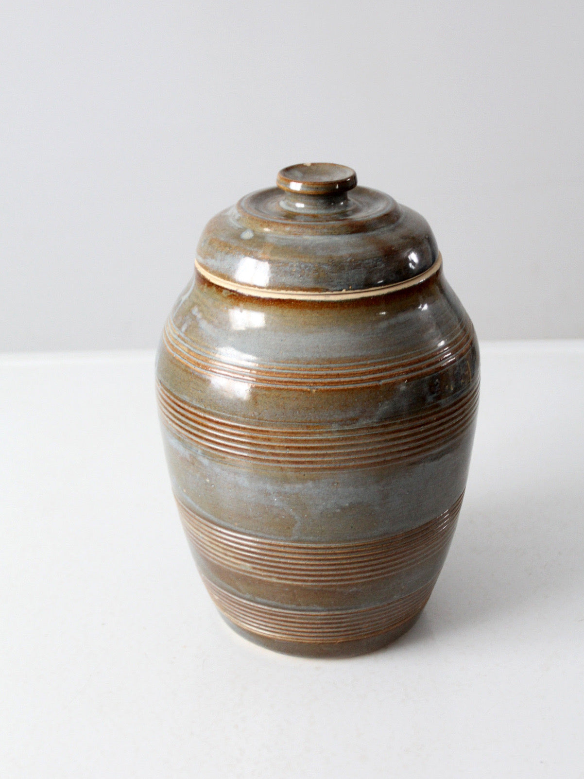 vintage studio pottery lidded jar