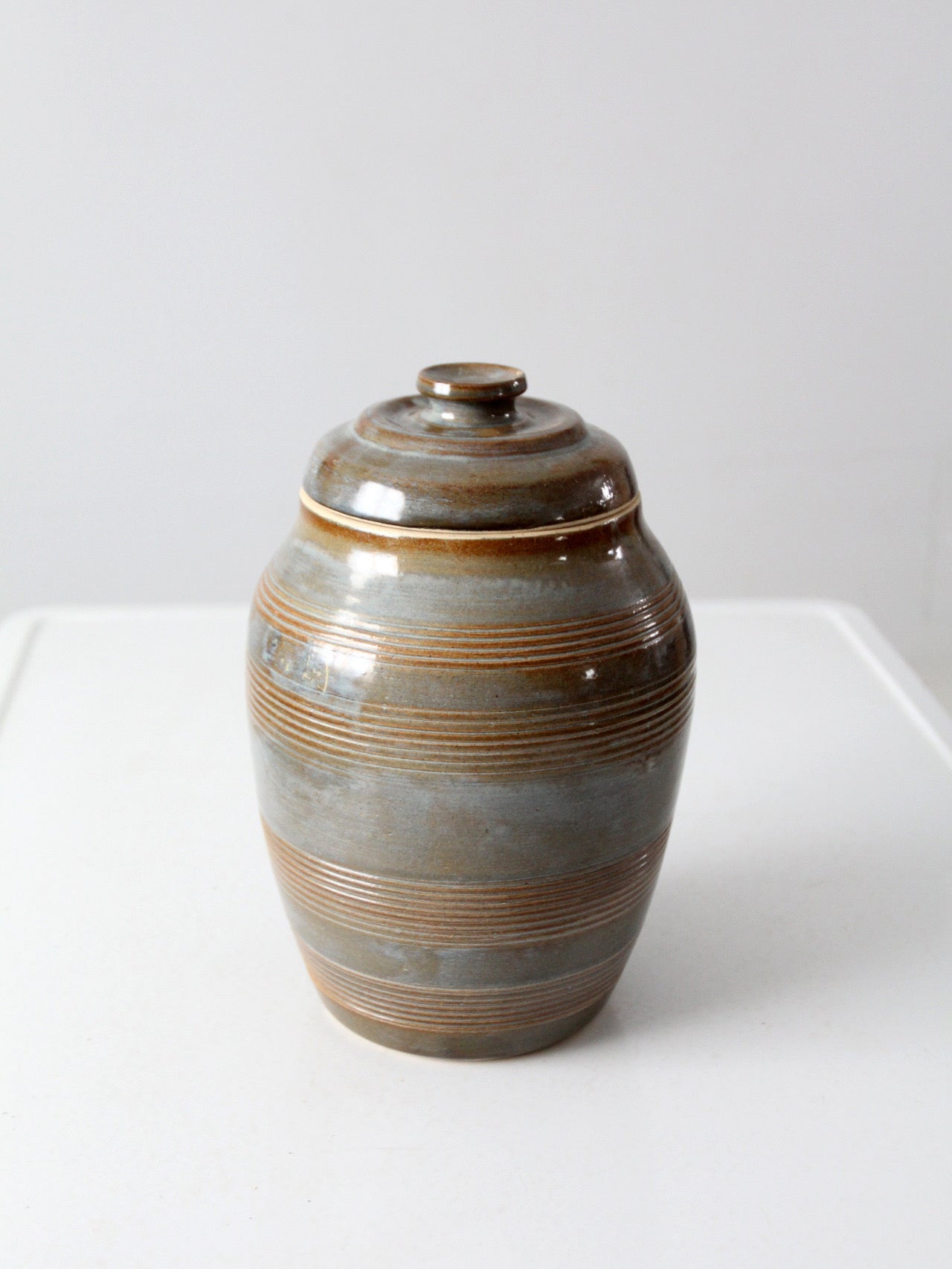 vintage studio pottery lidded jar