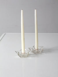 vintage cut glass star shaped candle holders pair