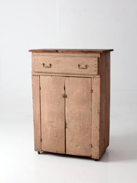 antique painted wood cupboard with drawer and double doors