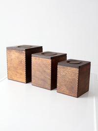 mid-century wood canister set