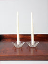 vintage cut glass star shaped candle holders pair