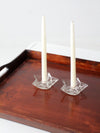 vintage cut glass star shaped candle holders pair