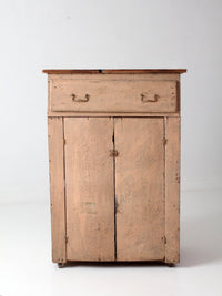 antique painted wood cupboard with drawer and double doors