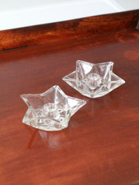 vintage cut glass star shaped candle holders pair