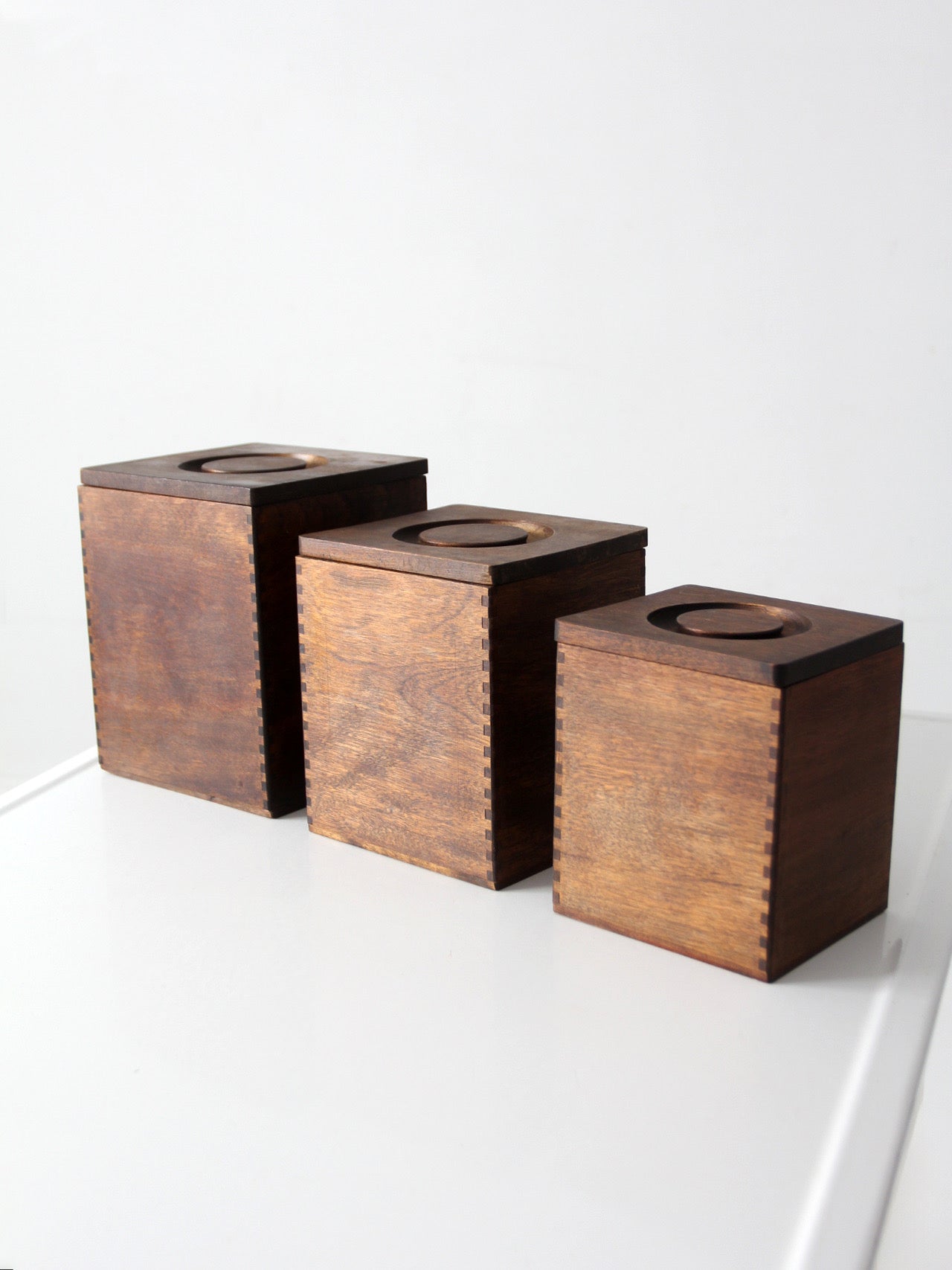 mid-century wood canister set
