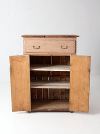 antique painted wood cupboard with drawer and double doors
