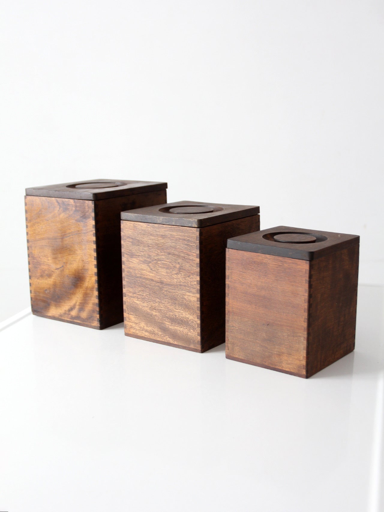 mid-century wood canister set