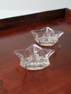 vintage cut glass star shaped candle holders pair