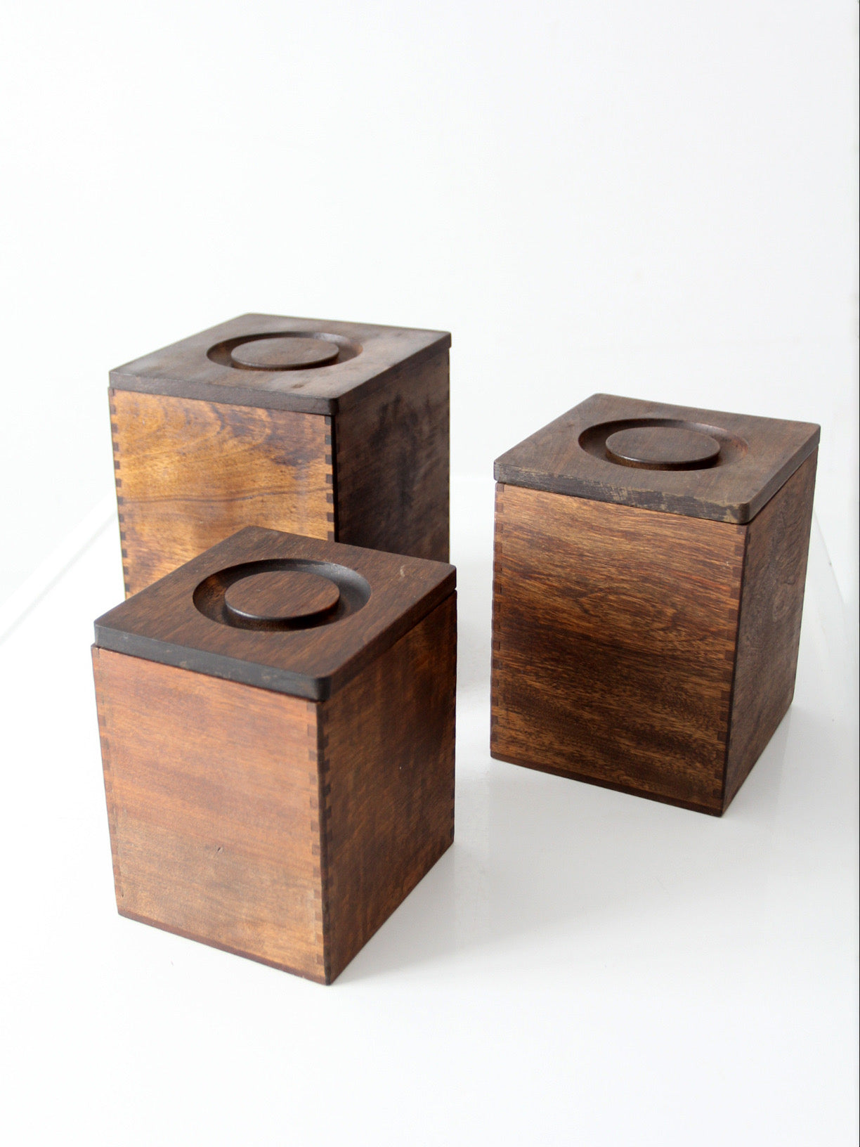 mid-century wood canister set