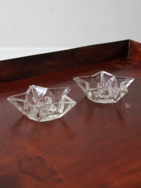 vintage cut glass star shaped candle holders pair