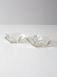 vintage cut glass star shaped candle holders pair