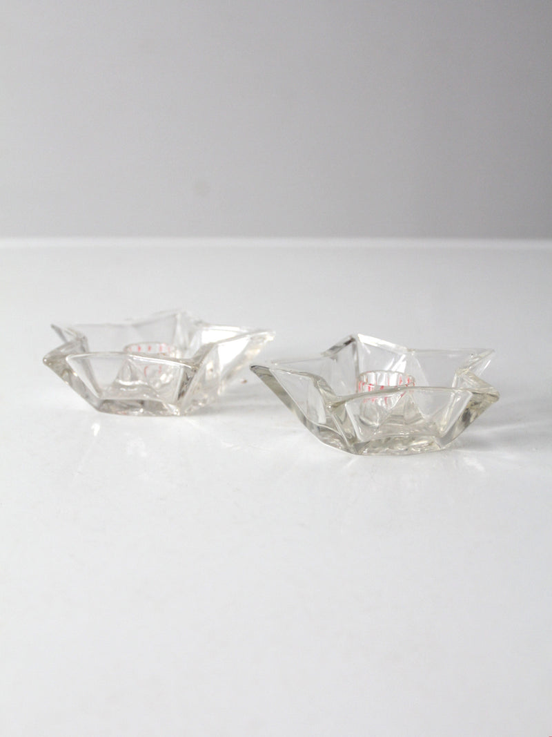 vintage cut glass star shaped candle holders pair