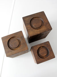 mid-century wood canister set