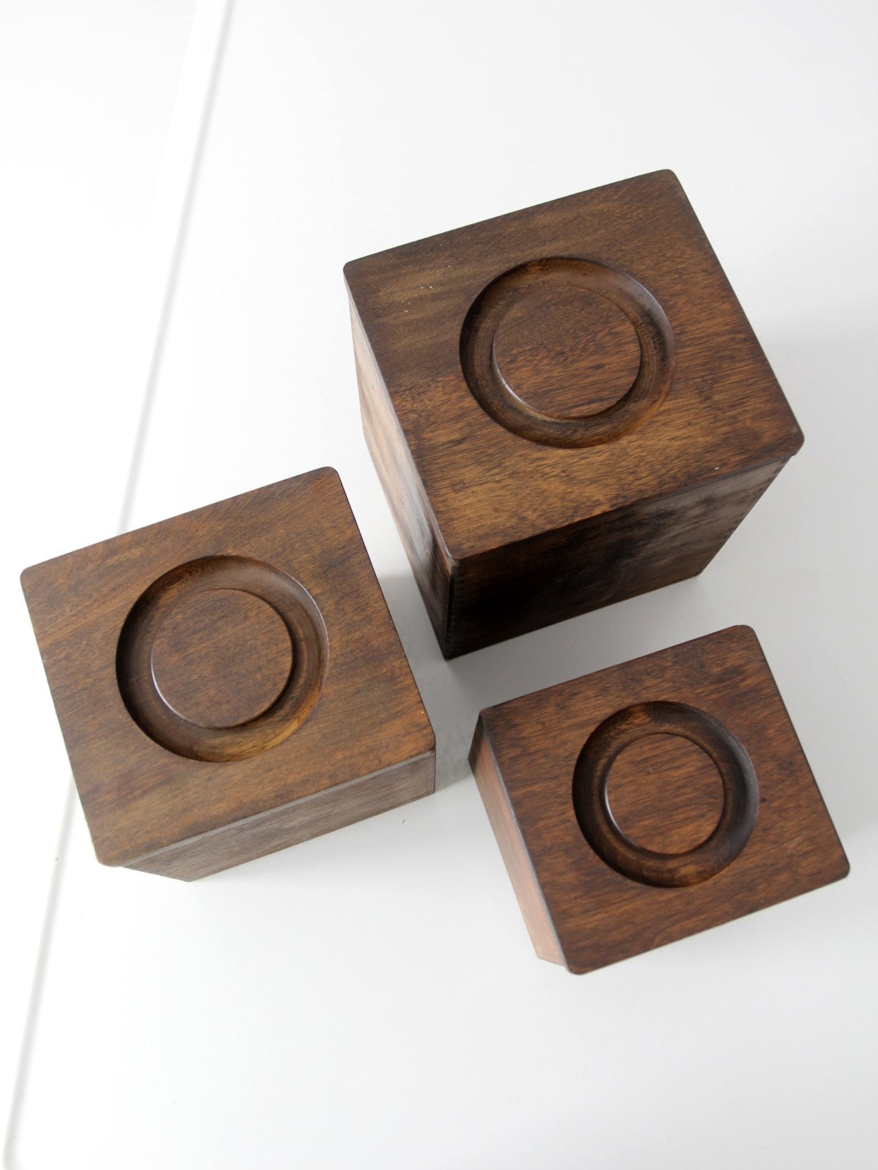 mid-century wood canister set