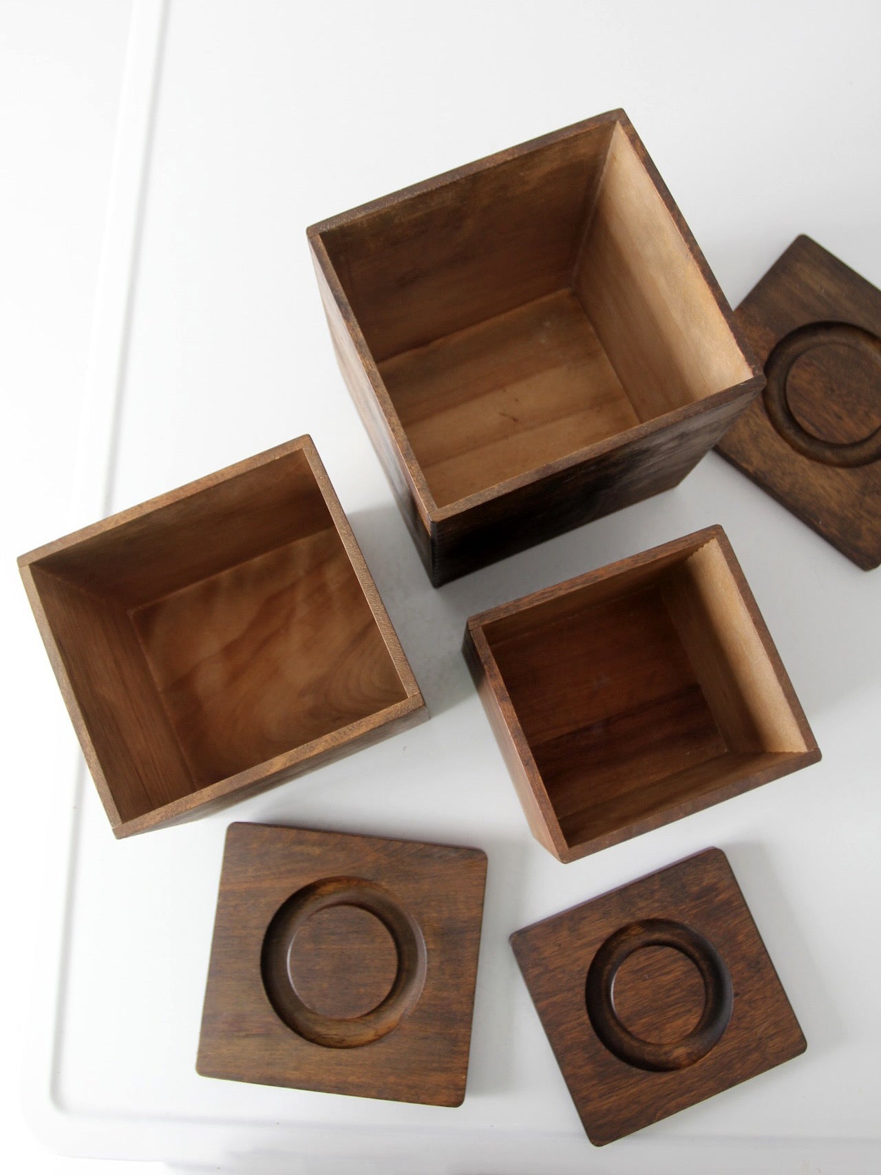 mid-century wood canister set