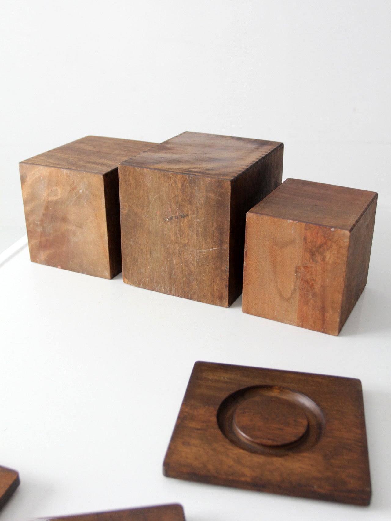 mid-century wood canister set