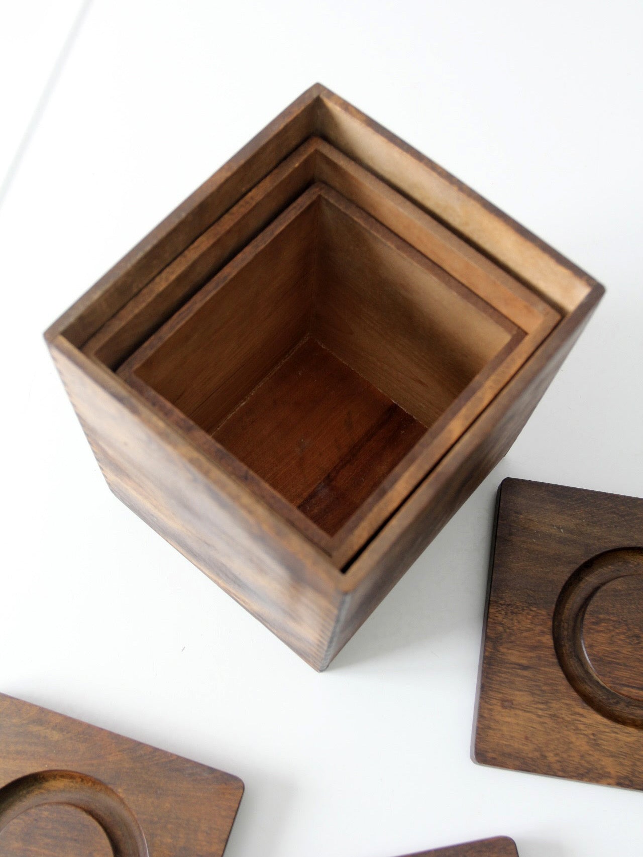 mid-century wood canister set