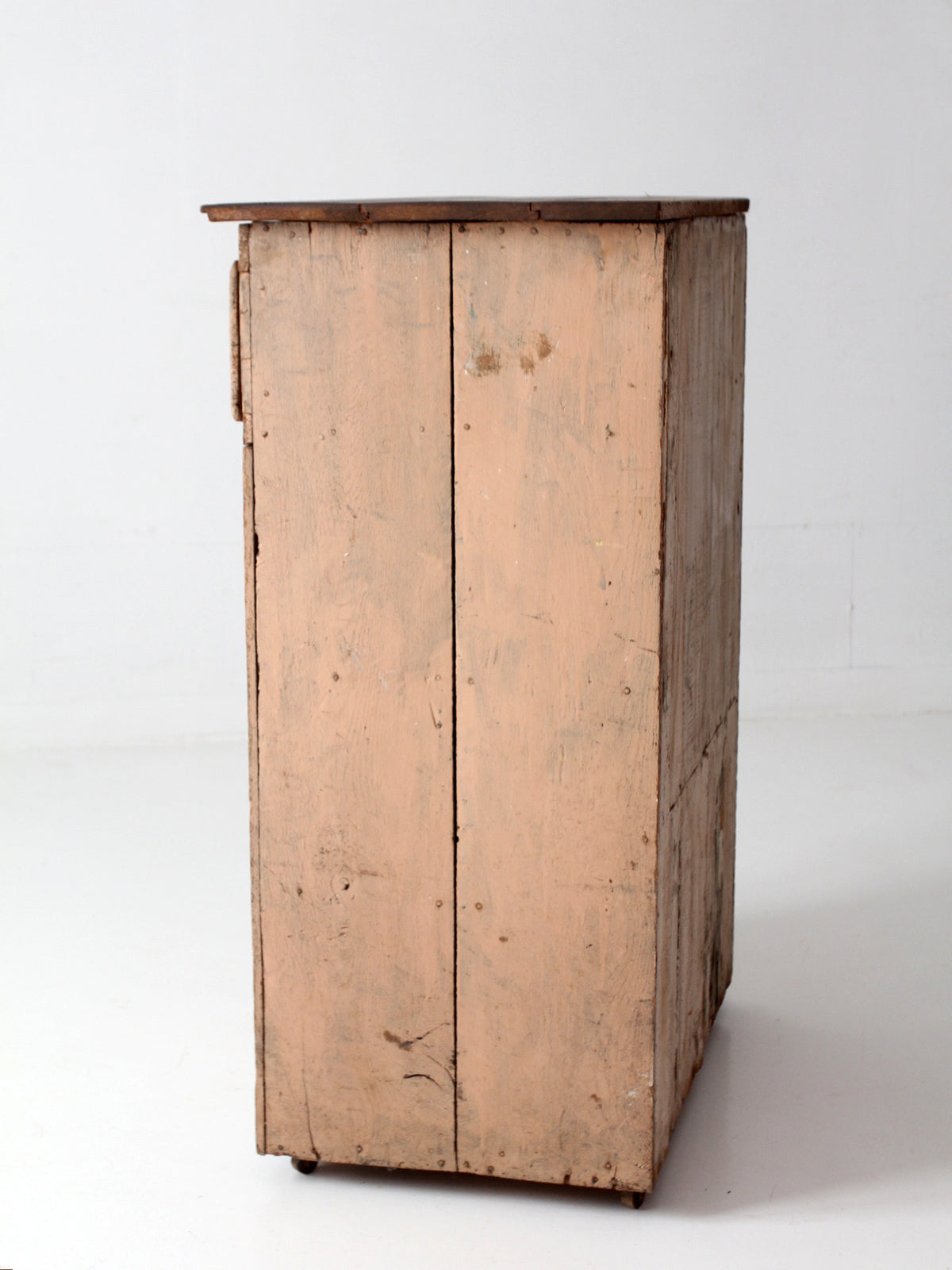 antique painted wood cupboard with drawer and double doors