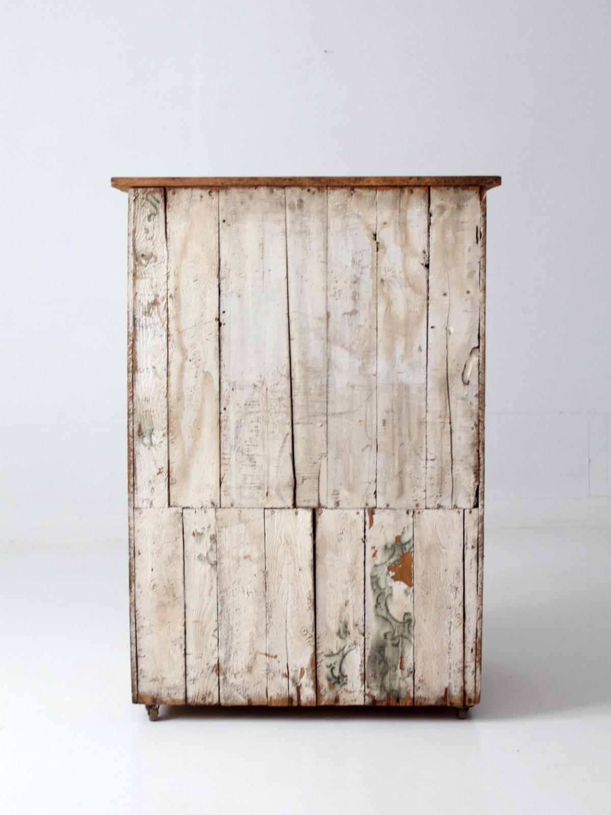 antique painted wood cupboard with drawer and double doors