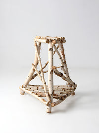vintage rustic birch twig plant stand end table