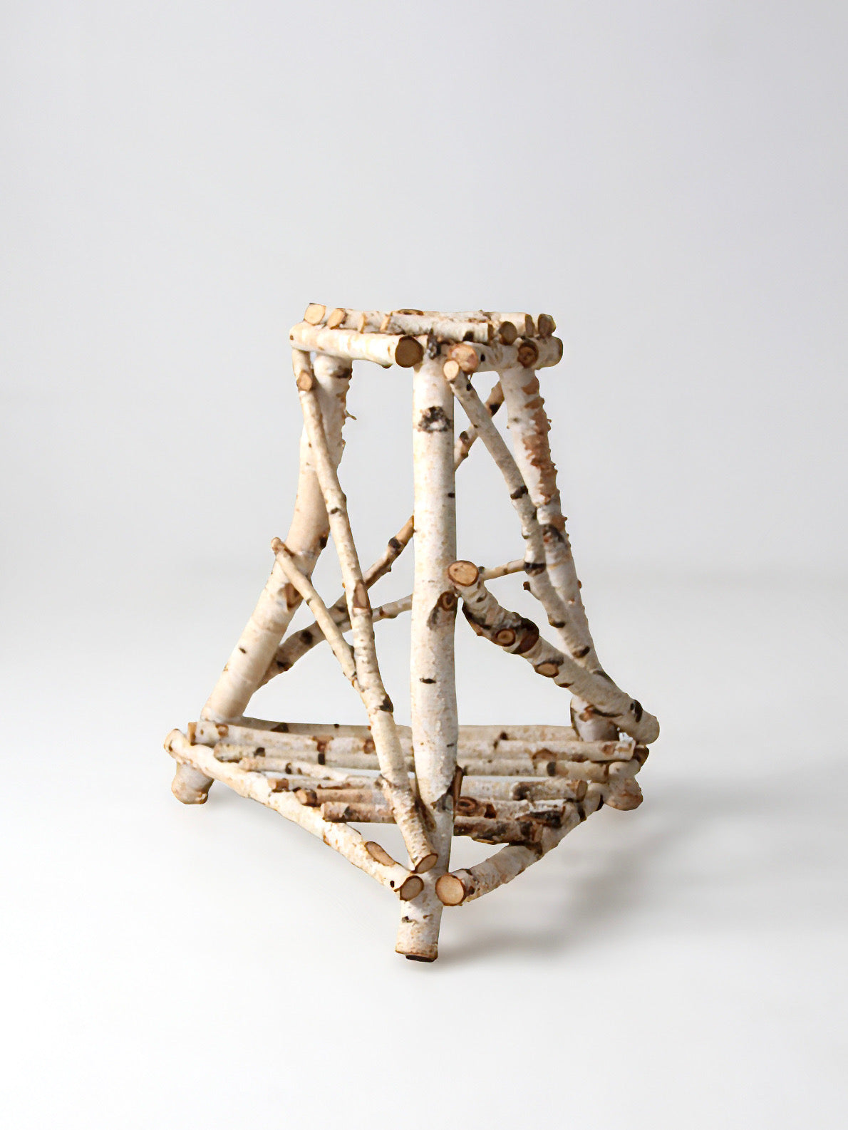 vintage rustic birch twig plant stand end table
