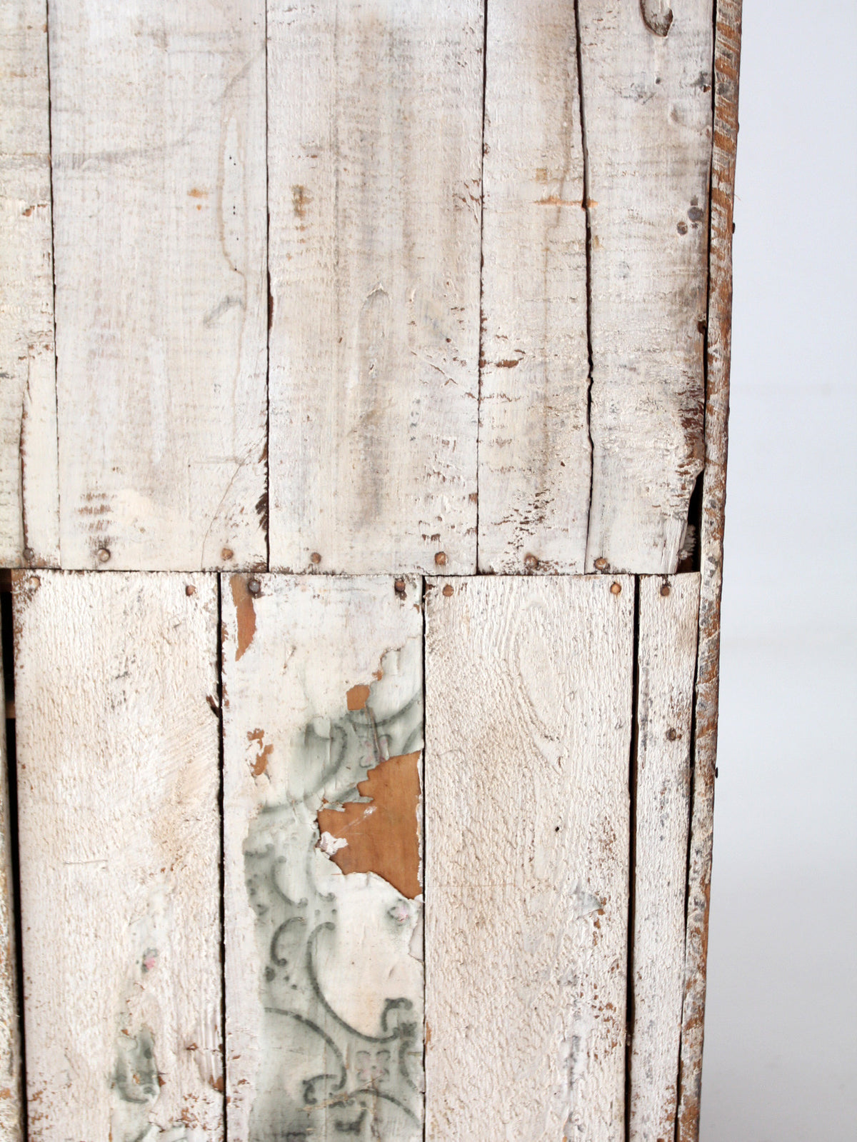 antique painted wood cupboard with drawer and double doors