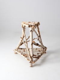 vintage rustic birch twig plant stand end table