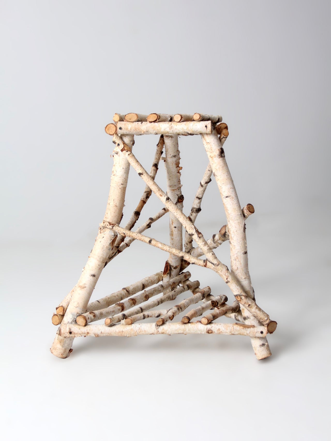 vintage rustic birch twig plant stand end table
