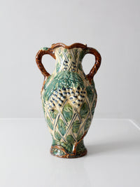 vintage majolica grapevine vase