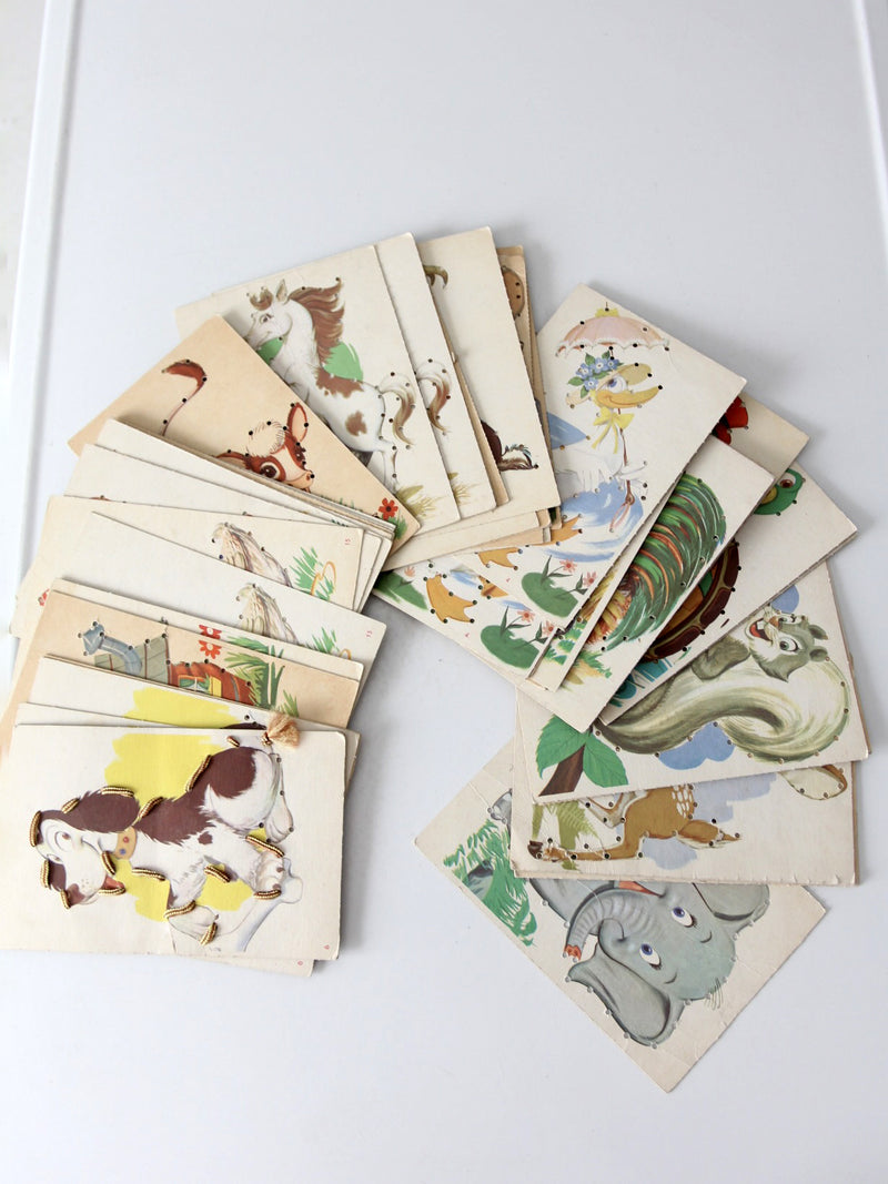 mid-century children's lacing cards set