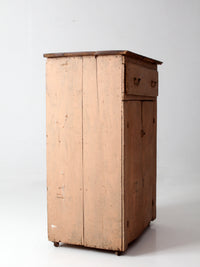 antique painted wood cupboard with drawer and double doors