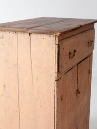antique painted wood cupboard with drawer and double doors