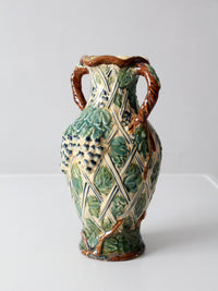 vintage majolica grapevine vase