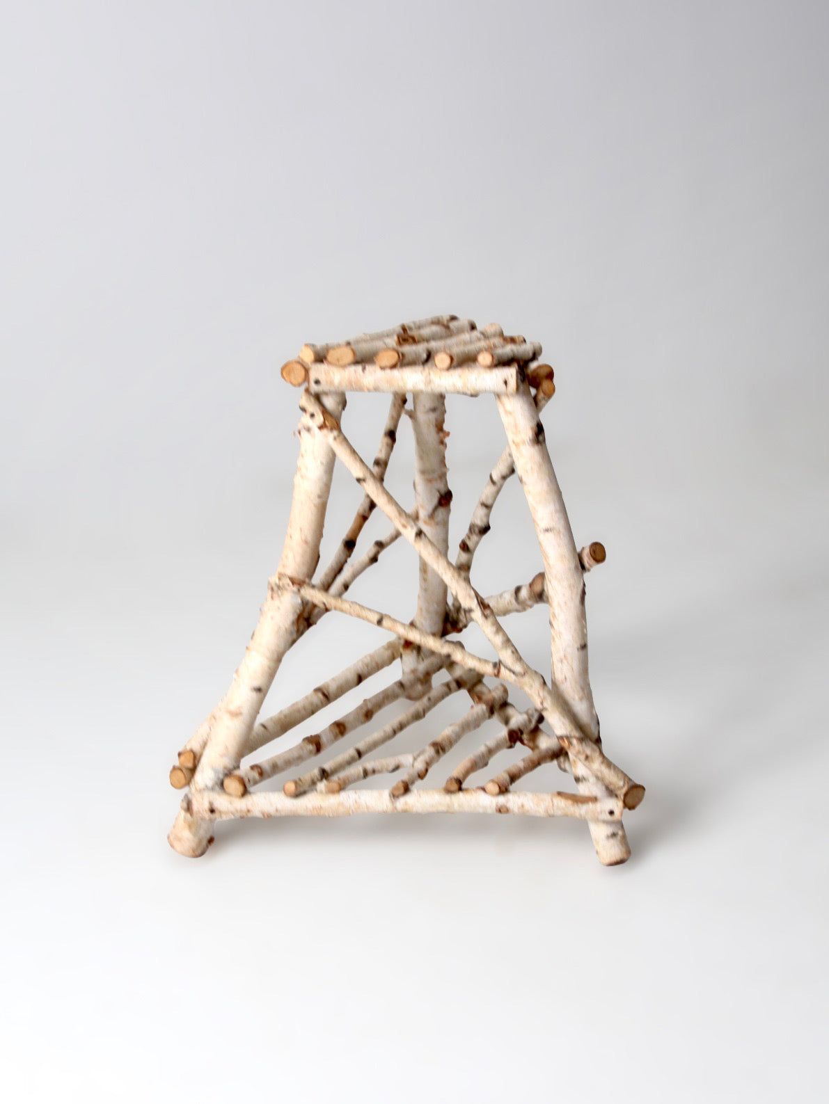 vintage rustic birch twig plant stand end table