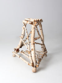 vintage rustic birch twig plant stand end table