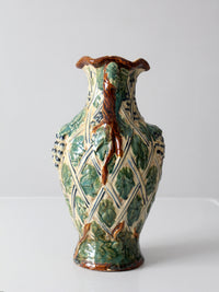 vintage majolica grapevine vase